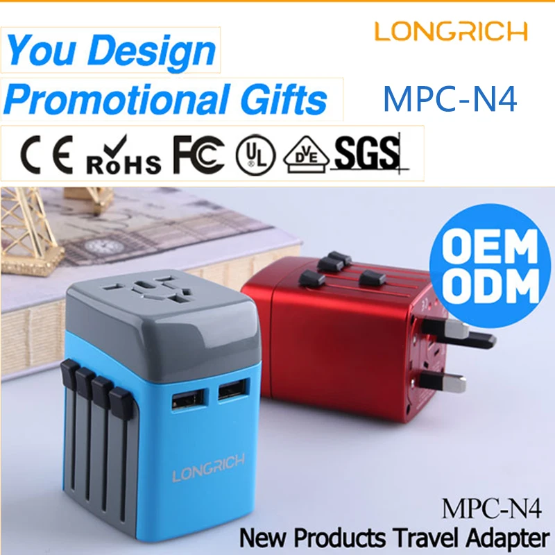 

LONGRICH  MPC-N4 Promotional Gift International Universal Travel Adapter With Usb Port Usb Charger Adapter explosion proof plug