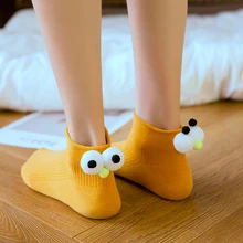  Korean Women Winter Autumn Spring Sock Creative Personality Cute Big Eye Knitting Warm Socks Unisex Fashion Design Funny Socks 