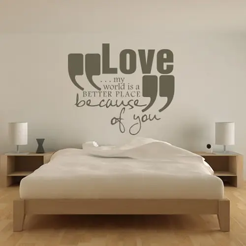 Love My World Is A Better Place Romantic Love Quotes Wall Stickers Home
