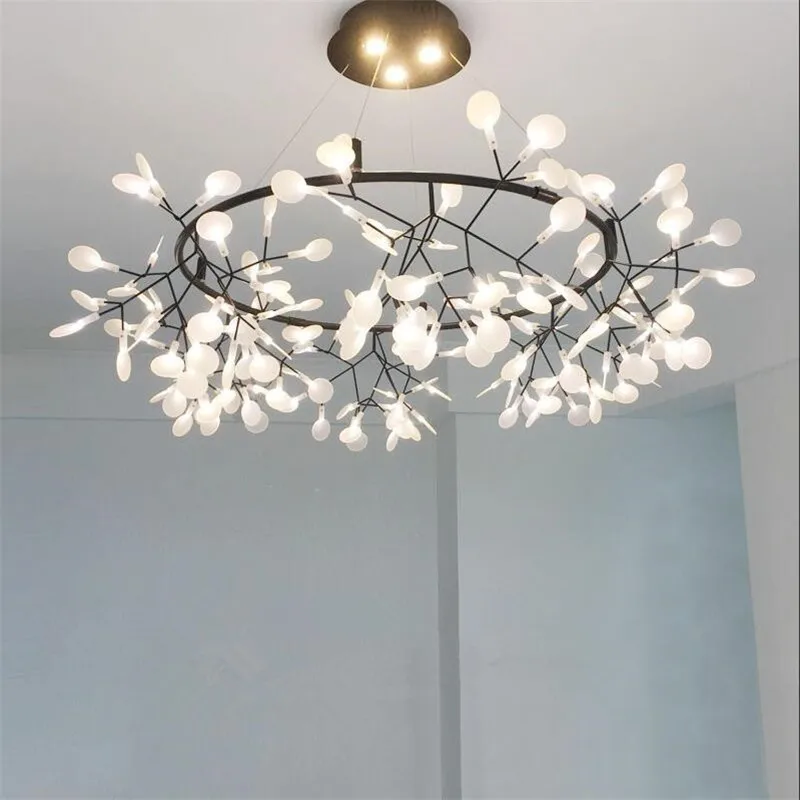 

Nordic Art Design Led Chandelier lighting Firefly Pendant Lamp For Living Room Dimming Remote Tree Leaf Hanging Light Lustre