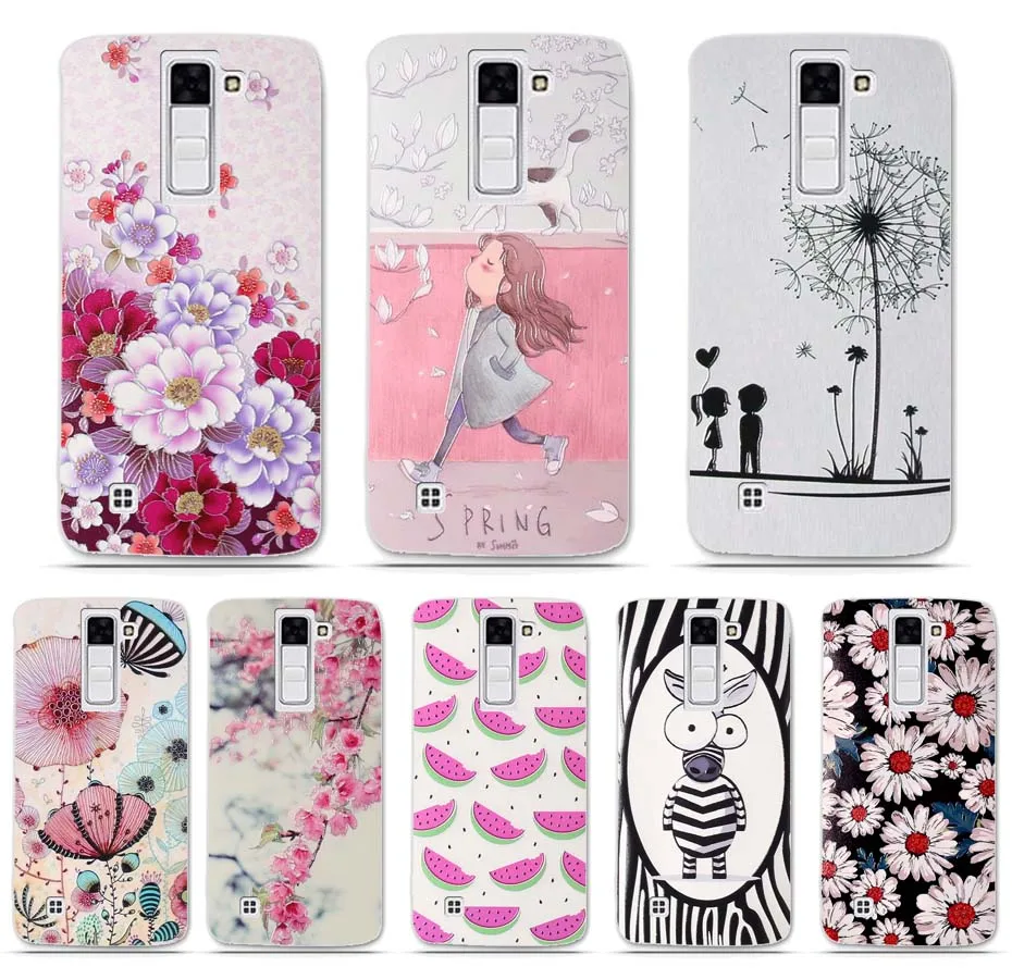 

Silicone Case For LG K8 Lte K350 K350E K350N 5.0" K 8 Phone Back Cover Phoenix 2 Escape 3 Bag Case 3D Relief Printing Cover Case