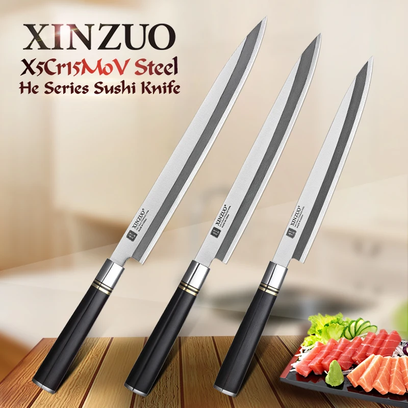  XINZUO 12'' Sashimi Sushi Knife with Scabbard X5Cr15MoV Steel Fish Filleting Knife Cleaver Kitchen  - 32831925700