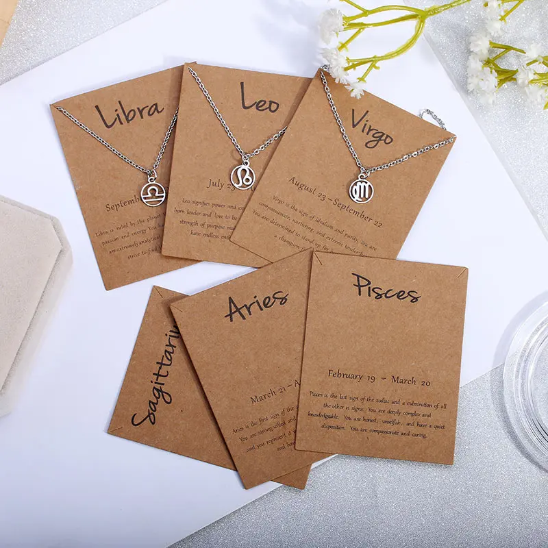 

100pcs 9*7 cm Kraft Paper Constellation Card Zodiac Horoscope Printed Tags Packing Card Jewelry Cards Wholesale Customize