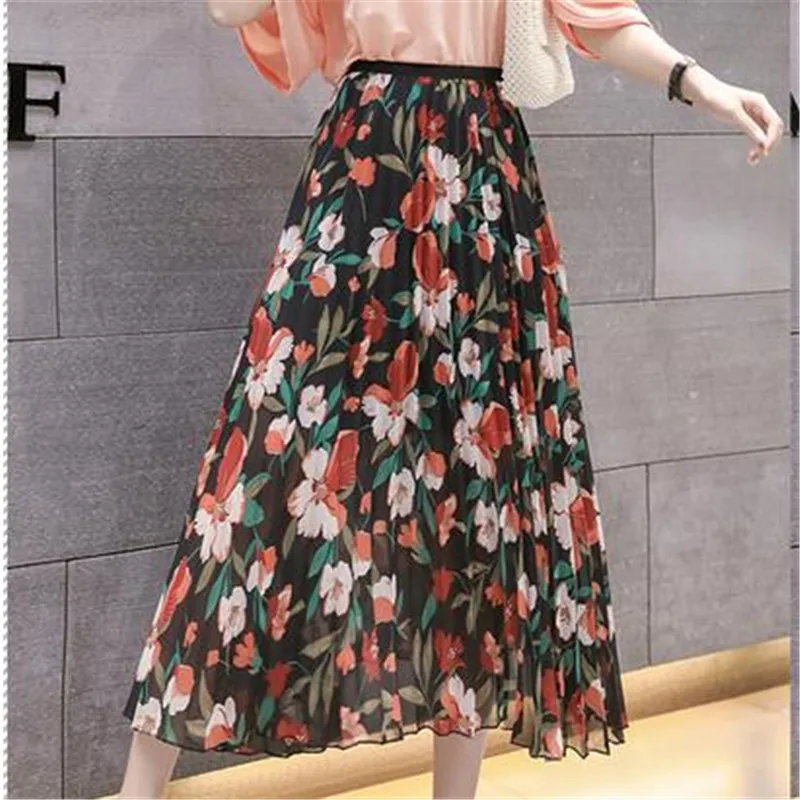 Женские Новые шифоновые Бохо юбки из полиэстера женские модные цветочное Джерси цыганские Длинные Макси Длинные Цветочные юбки солнце Горячая новинка