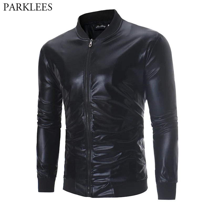 Men's Black Coated Bomber Jacket Nightclub DJ Prom Baseball Jacket Men Hip Hop Casual Streetwear Jackets Casacas Para Hombre XXL