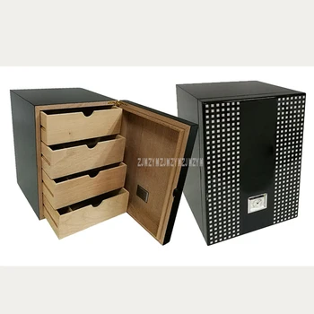 

Black Luxury 4 Drawers High Glossy Cedar Wood Wooden Classcial Cigar Cabinet Humidor Storage Box Hygrometer Humidifier