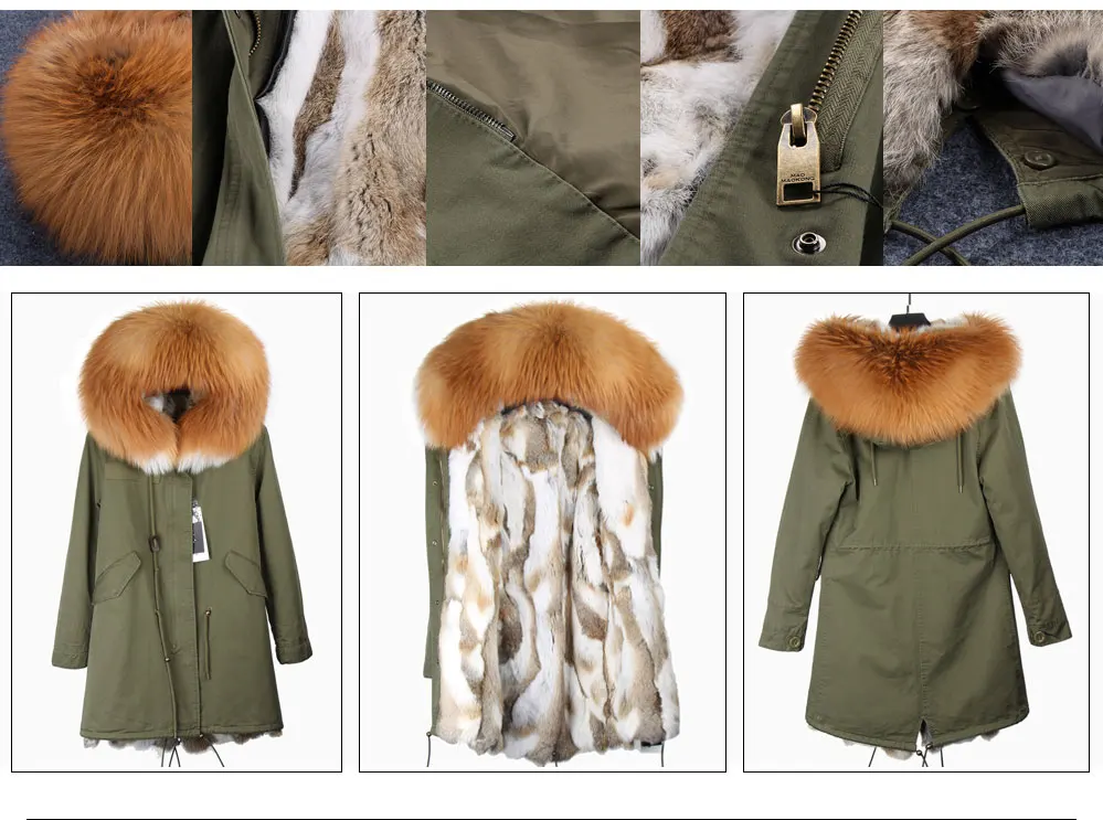 Зимняя куртка с подкладкой из кроличьего меха, пальто, длинная парка с капюшоном, женские парки, верхняя одежда, большая Зимняя парка с воротником из натурального меха енота