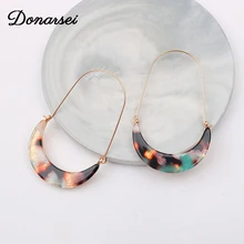 Donarsei Fashion ZA Crescent Leopard Acrylic Earrings For Women Boho Acetate C U Shape Drop Dangle Earrings Statement Jewelry