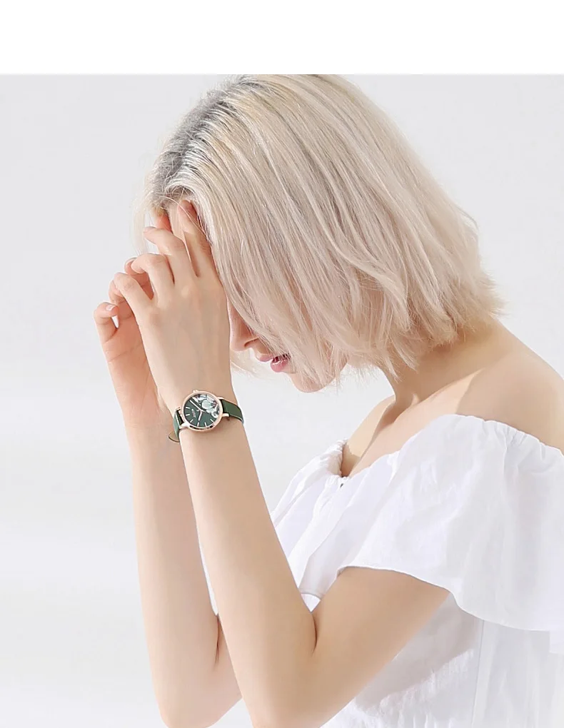Милые женские часы с цветочным принтом, элегантные японские часы Mov't, модные часы из натуральной кожи, браслет для девушек, Подарочная коробка Julius