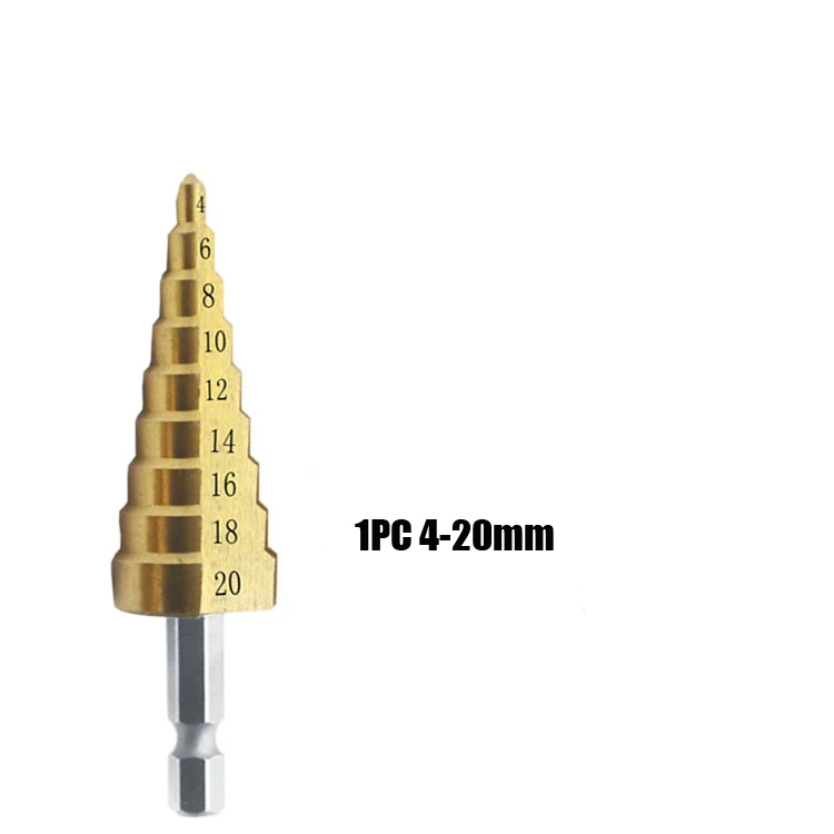 Сверло с несколькими уровнями спиралевидные HSS Сталь конус Титан покрытием мини сверло инструмент набор дыра резак для детей от 3 до 12 лет/13 мм на возраст от 4 до 12 лет/20 мм/22 мм/32 мм - Цвет: 1pc 4-20mm