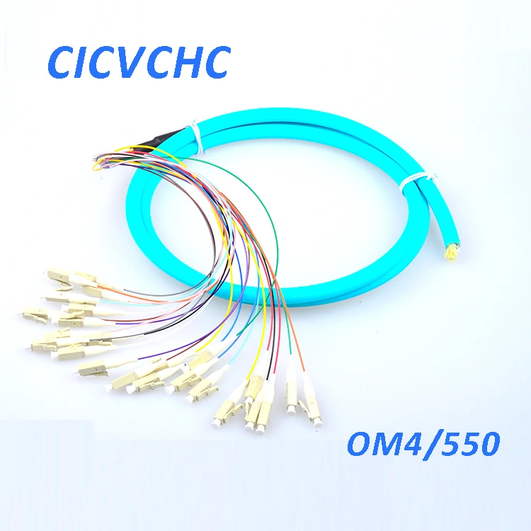 

2pcs 24 Cores Cable with LC/PC-OM4/550-5.0mm-PVC-2m / Bunch Optical Fiber Pigtail
