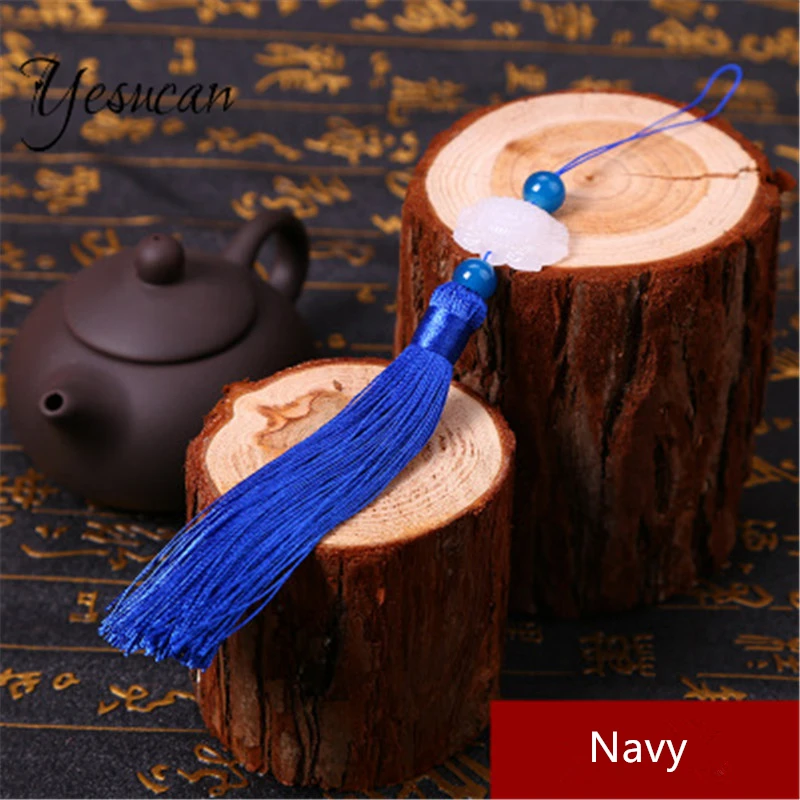 Yesucan Long Tassel With White Jade Lotus Keychain Cellphone Strap Jewelry Charms DIY Accessories For Earrings Necklace Keychain Yesucan Long Tassel With White Jade Lotus Keychain Cellphone Strap Jewelry Charms DIY Accessories For Earrings Necklace Keychain