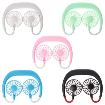 

Summer Portable Wearable Neckband Fan Cooler Fan with Dual Wind Head Mini USB Fan for Traveling Outdoor Office Room