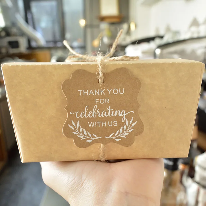 

50pcs/lot Wedding Birthday Decorations Gift Baking Packing Label Wish Message Card Christmas Small Label Brown kraft Paper