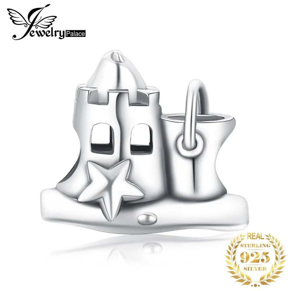 JewelryPalace 925 пробы серебро Пляж любовь замок из песка очарование бисером 2018 Новая