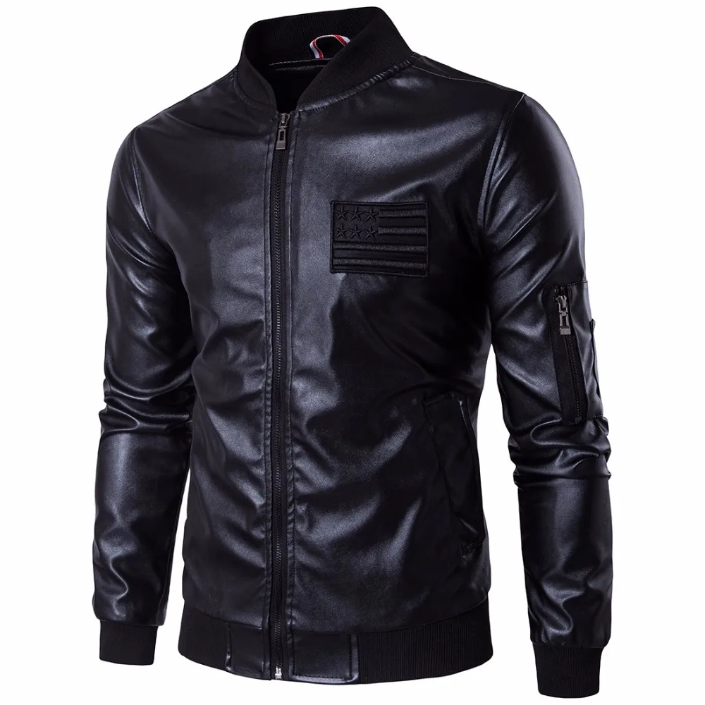 

2017 New Big Size Men Autumn Winter Motorcycle Leather Jackets Male Casual Colleage PU Coats Waterproof Windproof Jackets Black