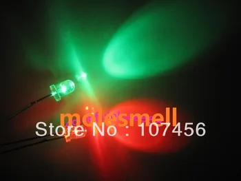 

100pcs/lot free shipping!!! 3mm flashing red/green flash led LED(10000mcd)3mm blinking red/green led 3mm light-emitting diode