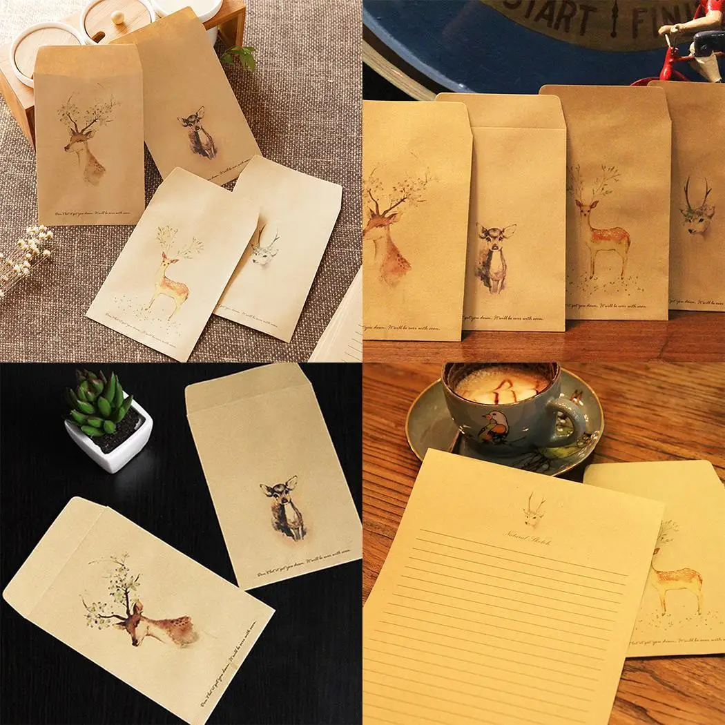 

Cute Animal Print Envelopes Kraft Paper Envelopes Gift Yellow Bag