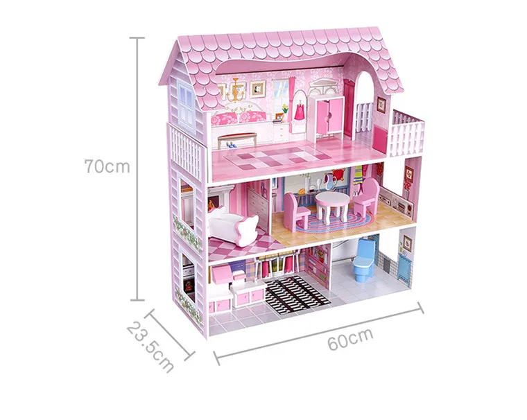 Моделирование большой кукольный дом мебель игровой дом игрушка вилла деревянная принцесса розовый Кукольный Домик DIY Juguetes девушки подарки на день рождения игрушки