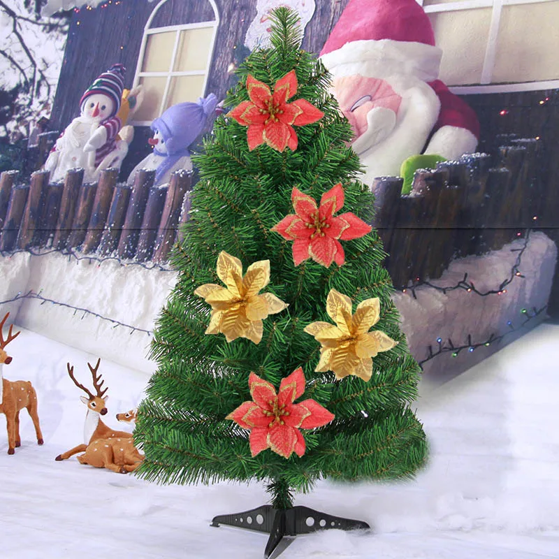 

6 Pcs Glitter Artificial Christmas Flowers Christmas Decoration Home Decor New Year Party Supplies Xmas Tree Ornaments