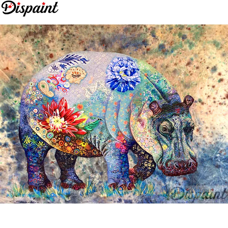 

Dispaint Full Square/Round Drill 5D DIY Diamond Painting "Rhinoceros flower" Embroidery Cross Stitch 3D Home Decor A12779