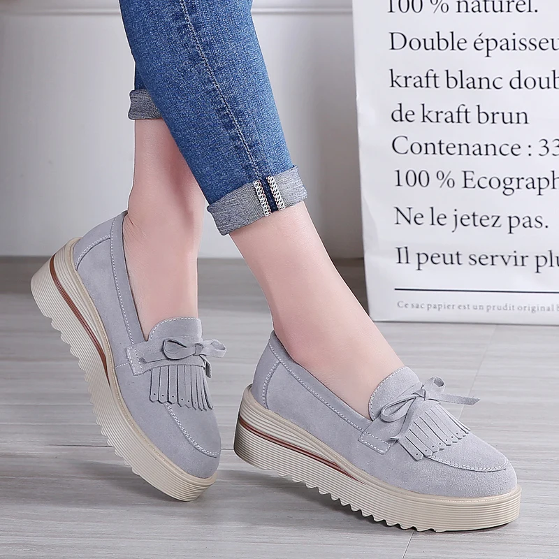 Женские кожаные туфли Smmuer коричневые однотонные на плоской платформе без