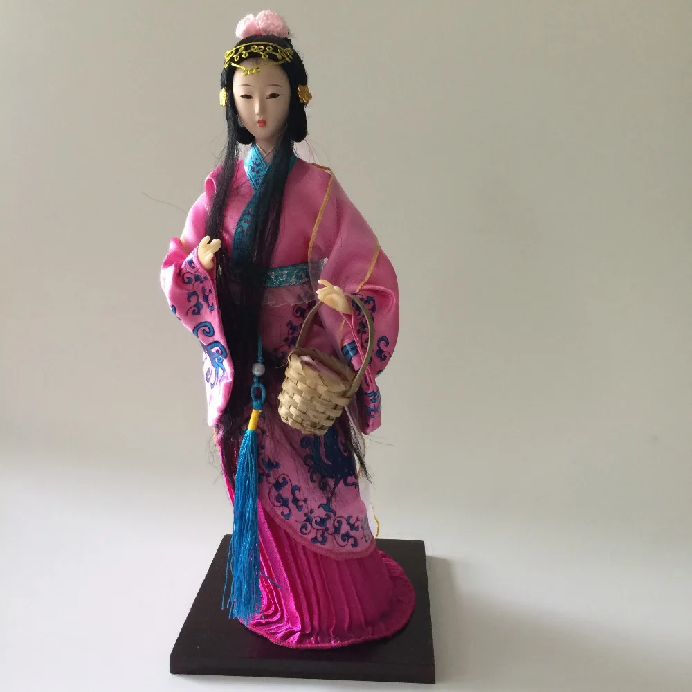 Traditional Girl Statue Xi Shi Chinese Art Silk Oriental Broider Doll
