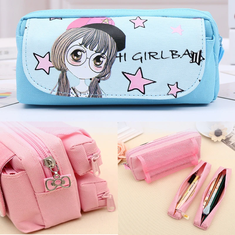 girls small cute pupils pencil bag creative large capacity junior high