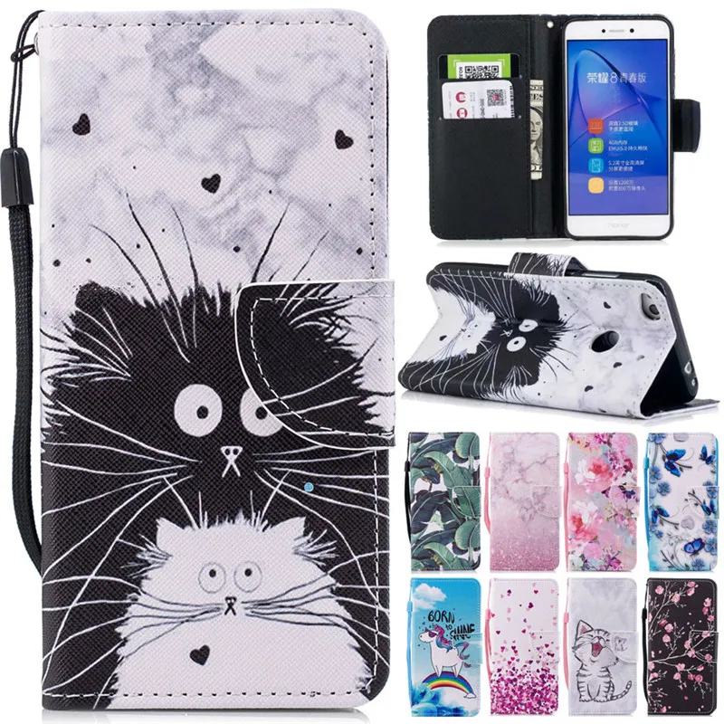 

Honor 8 Lite Leather Case on for Coque Huawei Honor 8 Lite Covers for Huawei P8 P9 Lite 2017 Covers Wallet Stand Phone Cases