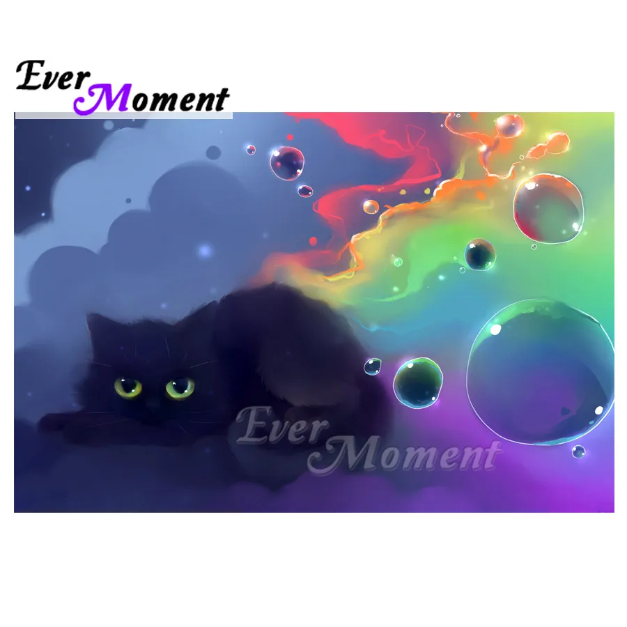 

Ever Moment Diamond Painting 5D DIY Black Cat Decor Handmade Picture Of Rhinestone Full Square Drill Diamond Embroidery ASF1570