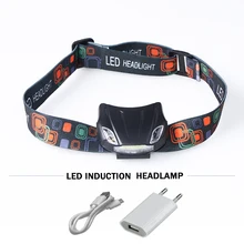 Холодный налобный фонарь ИК-датчик фара черный или белый светодиодный фонарик на голову COB usb Перезаряжаемый встроенный аккумулятор Водонепроницаемая Заколка-шляпка лампа