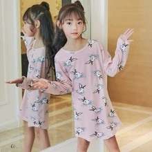 Новая распродажа, детское платье Весенняя с длинными рукавами для девочек и осенняя ночная рубашка одежда для сна для больших детей детский халат и ночные рубашки HX1187