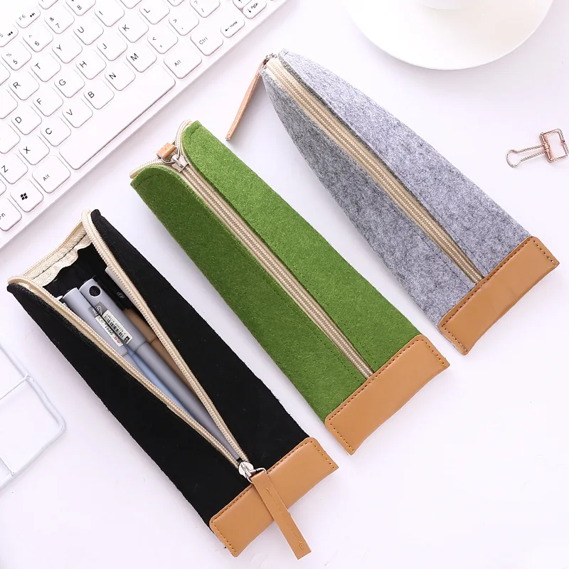 

Creative Wool felt school pencil case Cute pencilcase stationery pouch pen bag material School Office Supplies Zakka