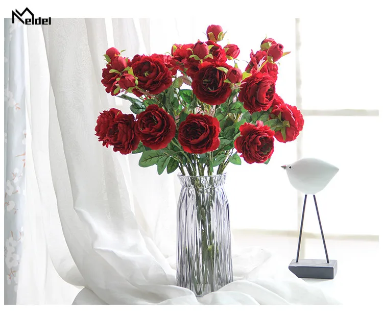 artificial flowers silk peonies bouquet fake flower wediing home decoration (6)