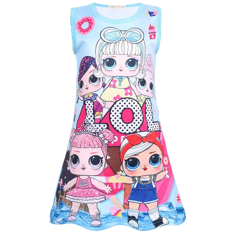 

Kids Dress for Girls Summer 2019 Dress Cartoon Print Clothes Sleeveless Toddler Baby Dresses Pajamas Cute Vestidos for Girl