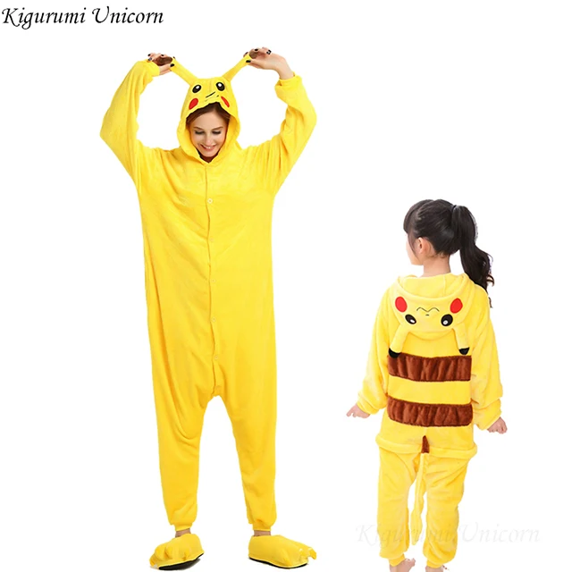 Женская пижама с единорогом для взрослых и детей; зимняя Пижама с единорогом; женская пижама для костюмированной вечеринки; домашняя одежда - Цвет: pikachu