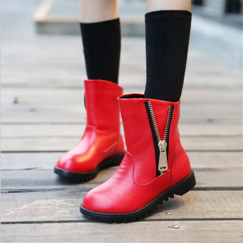 2018 Autumn Winter Children Shoes Genuine Leather Velvet Fashion Girl