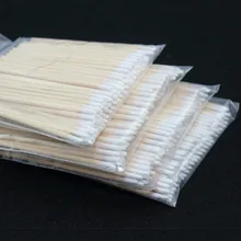 Cotonete de madeira para maquiagem permanente, ponta para cotonete, algodão, madeira, maquiagem permanente, jóias médicas de 7cm, varas limpadas com 100 peças