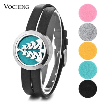 

10pcs/lot Essential Oil Diffuser Locket Bracelet Christmas 316L Stainless Steel Aroma Magnetic Open with Oil Pads VA-757*10