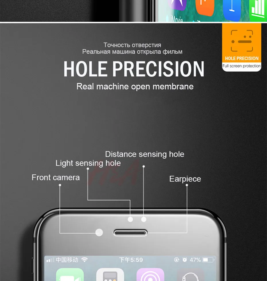 H& A 5D полное покрытие краев закаленное стекло для iPhone 7 8 6 Plus Защита экрана для iPhone 6 6s 7 Plus защитная пленка стекло