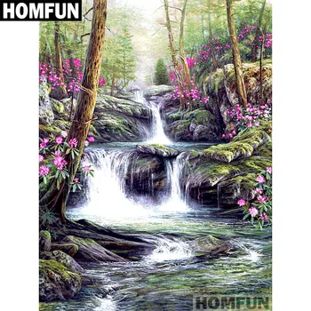

HOMFUN Full Square/Round Drill 5D DIY Diamond Painting "Forest stream" Embroidery Cross Stitch 5D Home Decor Gift A01370