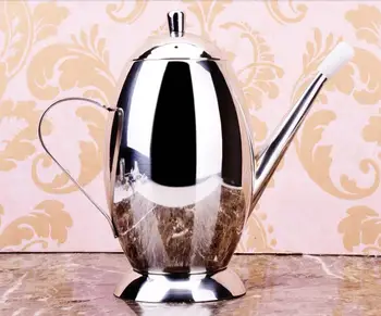 

Kitchen Tableware Stainless steel egg-shaped Oil can capped pot bottle Gravy Boat free shipping