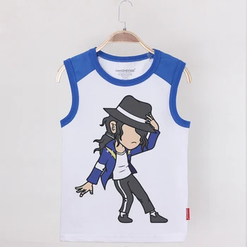 

Children Tank Top Michael Jackson Shirt Sleeveless Garment Cotton Cartoon Child Undershirt Kids Tops Boys Tanks Free Shipping