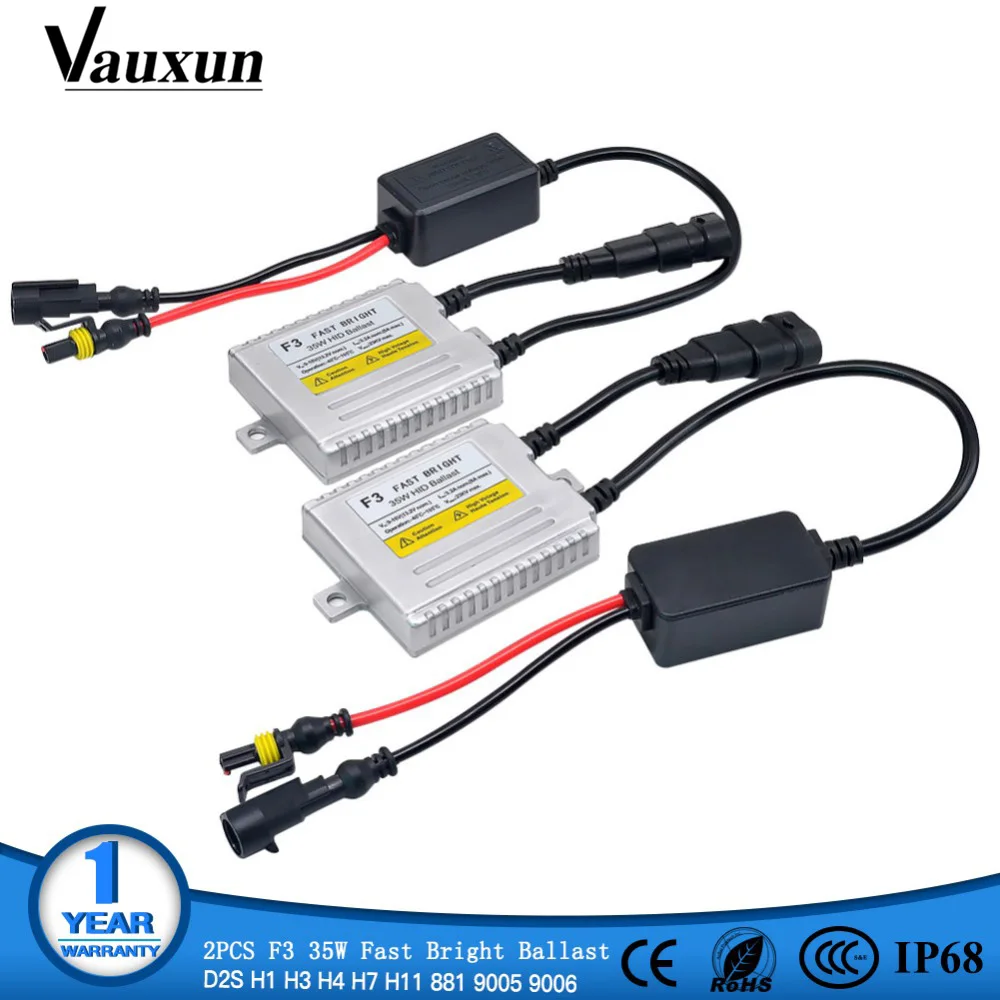 

2Pcs 35W Fast Bright F3 Conversion Bllast for Car Bulb H1 H3 H4 H7 H11 9005 9006 Xenon Hid Ballast 0.1S Quick Start AC 12V