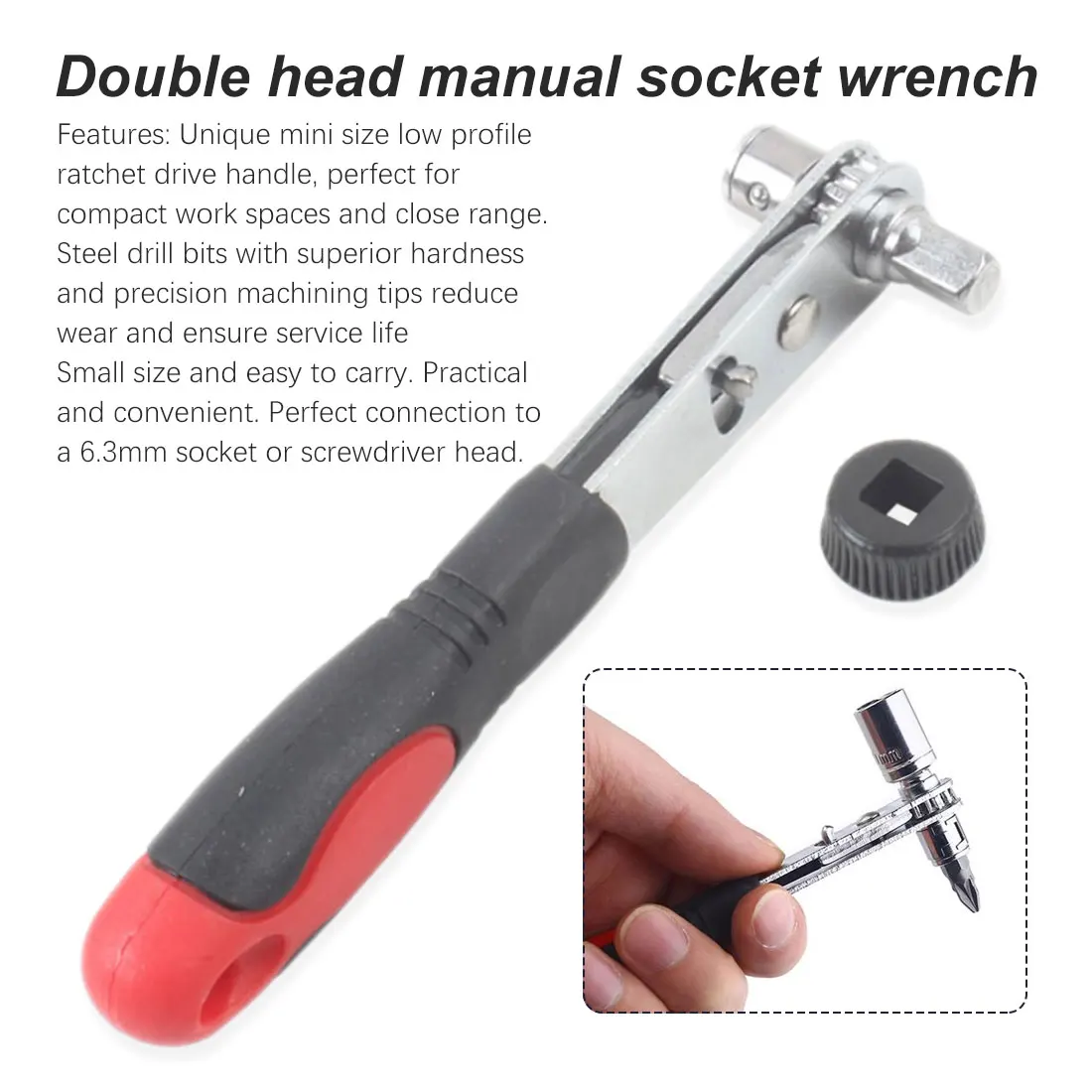 

Mini Rapid Ratchet Wrench 1/4" Screwdriver Rod Quick Socket Wrench Tools Red Hand Tools Double Head