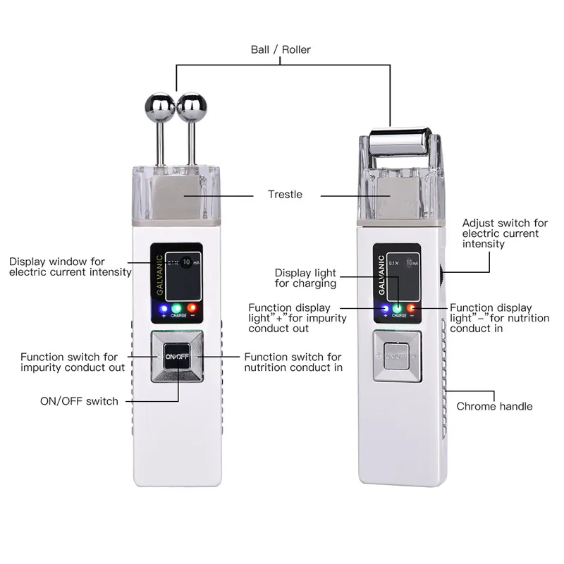 Ионная Гальваническая для кожных микротоков укрепляющая машина Iontophoresis антивозрастной массажер для лица чистый двойной массаж головы