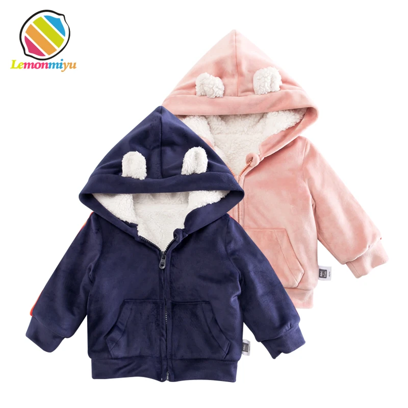 

Lemonmiyu Baby Cartoon Warm Hooded Jackets Newborn Plus Velvet Thicken Infants Winter Coats Full Fashion Zipper Infants Outwear