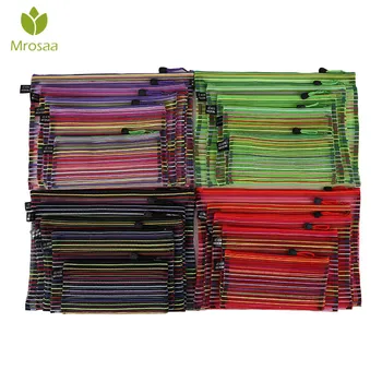 

Mrosaa A4 A5 B4 B5 B6 Colorful Waterproof Nylon Transparent mesh zippe Bag File Folder Stationery Storage school Supplies