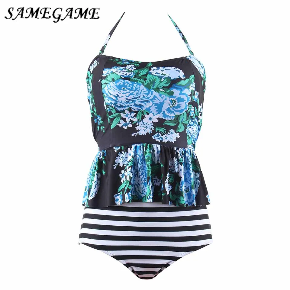 

SAMEGAME High Waisted 2019 New Arrival Sexy Brazilian Bikinis Set Women Swimwear Push Up Bathing Suits Plus Size Swimsuits