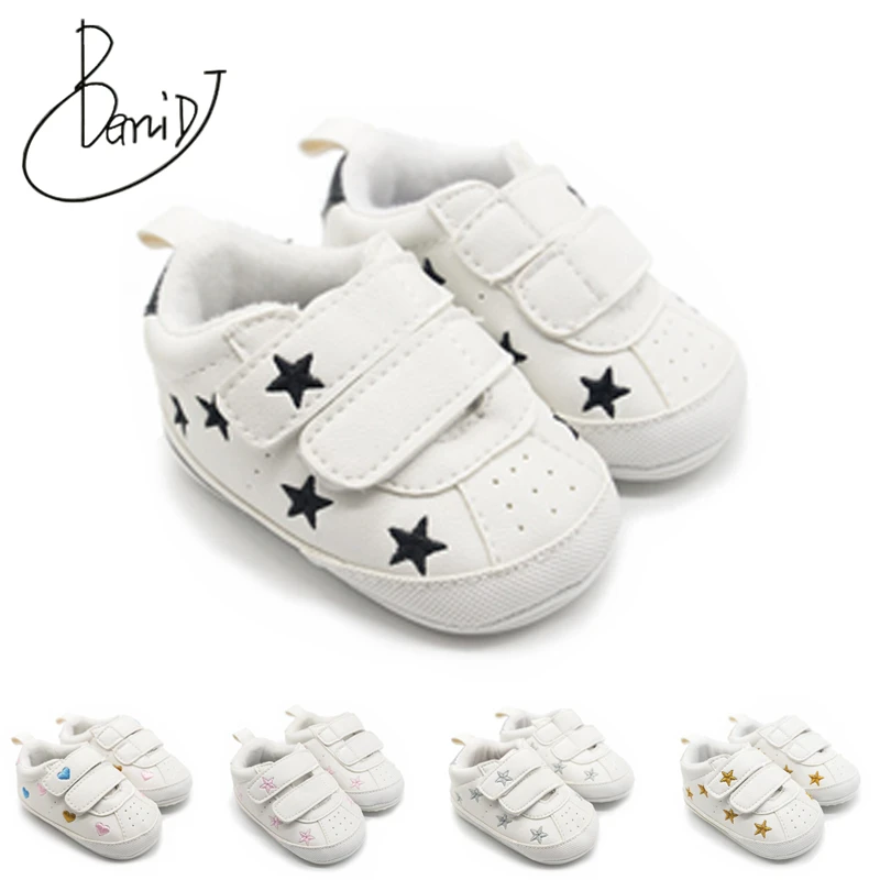

baby shoes 2019 new star embroidery newborn shoes Rubber bottom girls shoes boys Indoor slip toddler shoes First Walkers